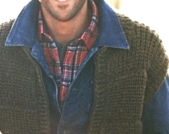 Mens Gilet  Knitting Pattern (S to XXL)