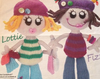 2 x Dolls, Dolly Mixtures FIZZ & LOTTIE From Candyblush Toys Knitting Pattern