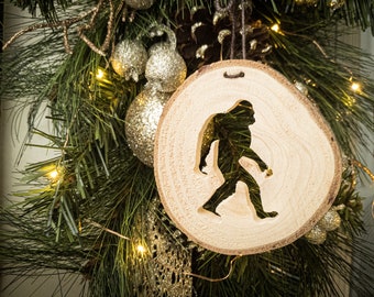 Bigfoot Ornament, Sasquatch Ornament, Yeti Ornament, Handmade Wooden Scroll Saw Ornament, Rustic Cabin Decor, Recycled Christmas Trees