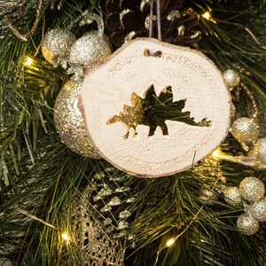 Stegosaurus Ornament, Handmade Wooden Ornament, Rustic Decoration, Dinosaur Keepsake, Gift Idea for Child, Recycled Christmas Tree