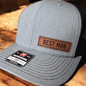 Best Man Trucker Hat Custom Wedding Hat Wedding Party Accessories Adjustable Snapback Cap Best Man Leather Patch Hat for Wedding Party Gifts
