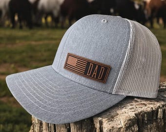 Gorra estilo papá con bandera estadounidense, gorras personalizadas con la bandera de EE. UU., gorra de camionero con monograma, gorra snapback de cuero con parche Richardson 112, gorra para el Día del Padre