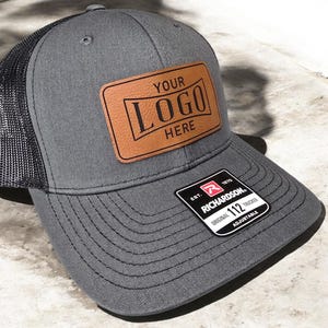 Custom Company Hats with Logo Engraved Leather Patch Trucker Hats Custom Richardson 112 Hat with Logo for Business Gifts for Employees