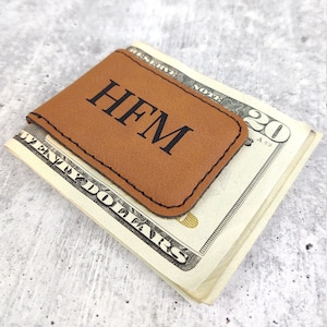 Personalized Money Clip with Magnetic Closure, Money Clip, Leatherette Money Clip for Men, Engraved Money Clip, Christmas Gift For Dad