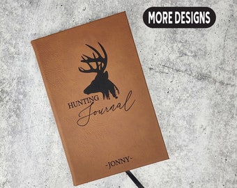 Journal de chasse personnalisé, journal gravé en similicuir pour notes de chasse, journal personnalisé pour chasseurs, cadeau en cuir personnalisé, bûche de chasse