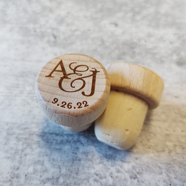 Bulk Wine Stopper Wedding Favor, Personalized Wood Wine Cork, Engraved Wedding Favor, Wedding Gift, Corks, Couples Initials and Wedding Date