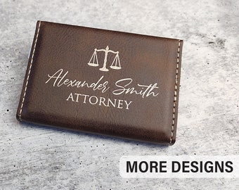 Personalized Business Card Case For Attorney, Custom Business Card Holder for Professional, Card Case With Logo, Business Accessory for Him