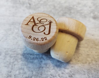 Bulk Wine Stopper Wedding Favor, Personalized Wood Wine Cork, Engraved Wedding Favor, Wedding Gift, Corks, Couples Initials and Wedding Date