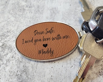 Drive Safe I Need You Here With Me Keychain, Personalized Keychain for Loved One, Gift for Teens, Gift for Husband, Custom Handwriting Gift