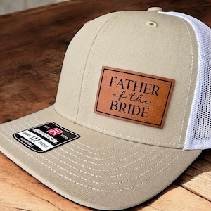 Casquette trucker père de la mariée : écusson en cuir personnalisé Richardson 112 snapback