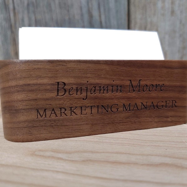 Personalized Wood Business Card Holder, Engraved Wood Business Card Holder for Desk, Customized Desk Accessory, Personalized Office Gift