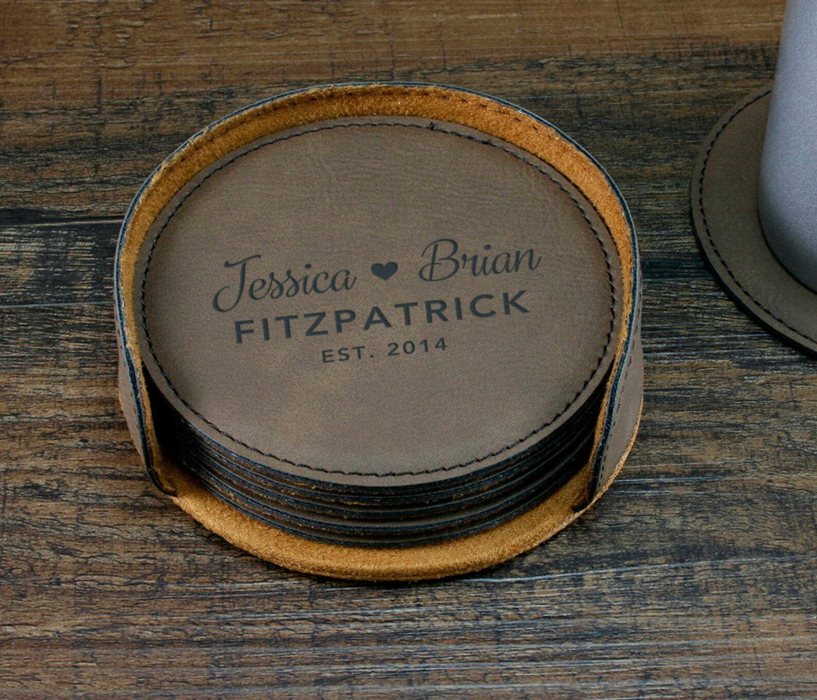Personalized Leather Coasters Engraved Coaster Set Custom Etsy