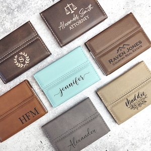 Porte-cartes de visite en cuir, Porte-cartes de visite personnalisé, Porte-cartes de visite à monogramme, Porte-cartes de visite personnalisé, Cadeau d'entreprise