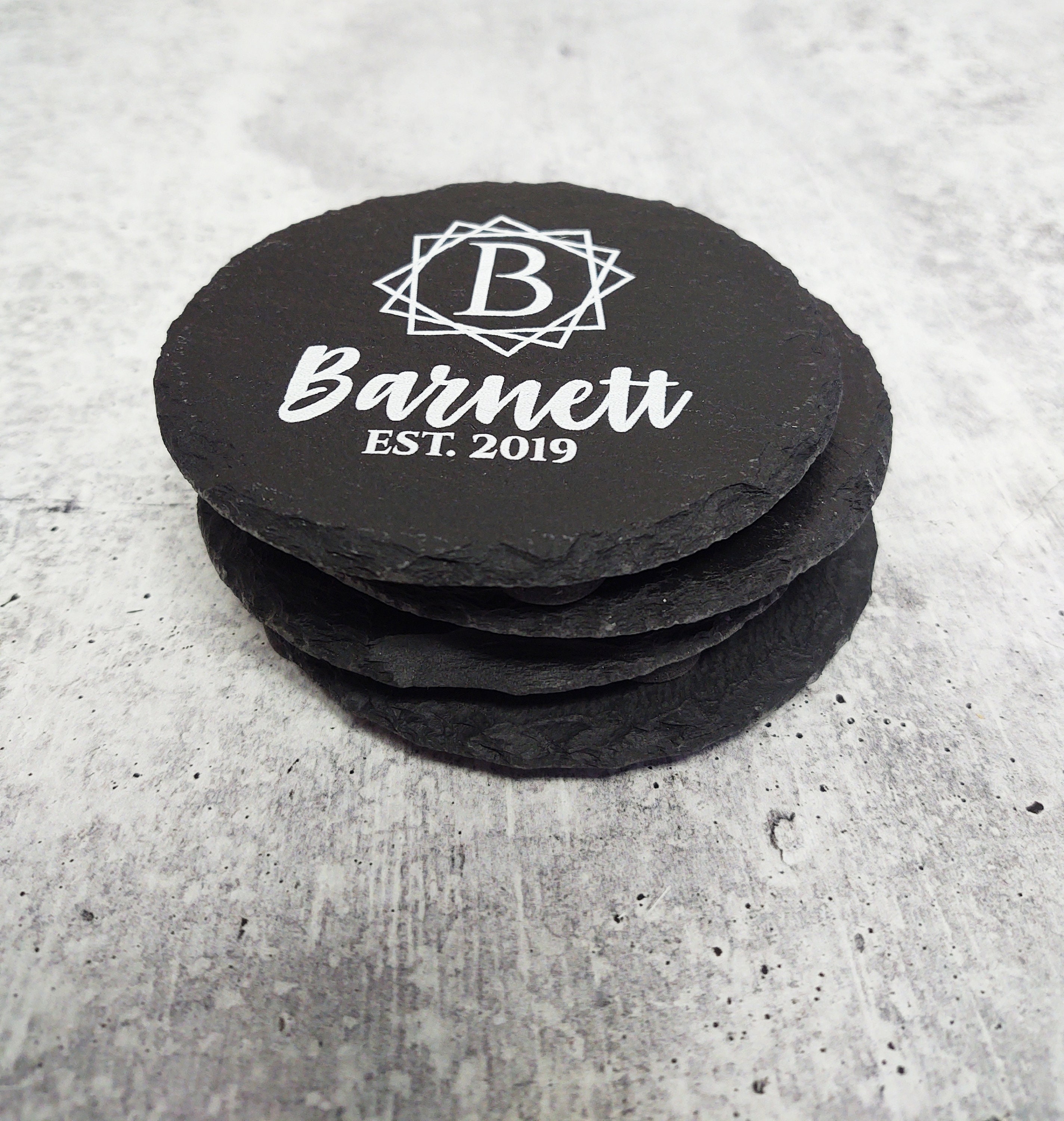 Custom Family Name Coasters Set of 4, Personalized Slate Coasters for ...