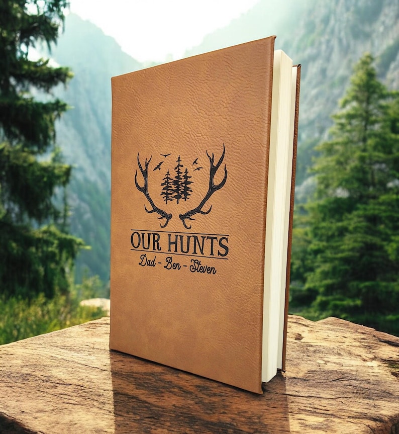Personalized Deer Hunting Journal, Engraved Leatherette Journal for Hunting Stories, Custom