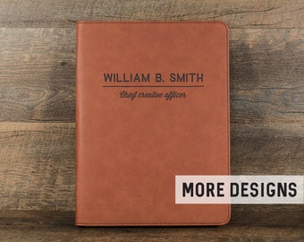 Personalized Portfolio with Notepad, 9.5" x 12" Customized Leatherette Portfolio with Zipper, Personalized Business Gift, Graduation Gift