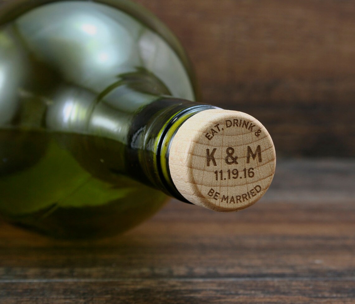Personalized Wine Stoppers Bulk Eat Drink Be Married Wedding Etsy