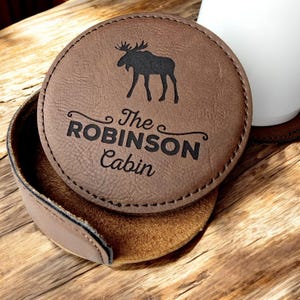 Personalized Coasters, Customized Coasters, Cabin Decor, Engraved Coasters, Custom Moose Coasters, Housewarming Gift, Personalized Gift