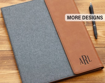 Classy Personalized Portfolio with Notepad, Engraved Leatherette Portfolio for note taking, Custom Business Portfolio with Name, Logo Gift