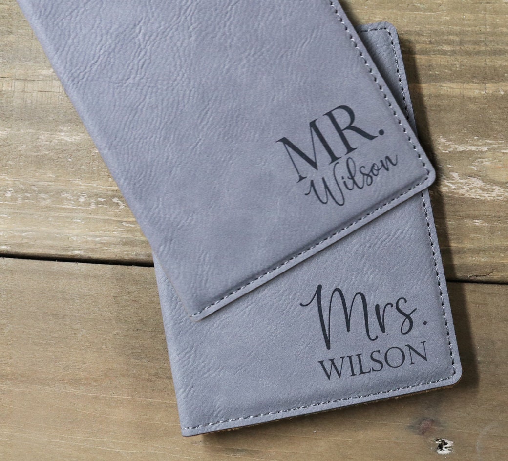 Mr and Mrs Matching Passport Cover Set Black and Pink Passport Cover Wedding Gift for Couple Groom Bride Wife Husband Present Bride Groom