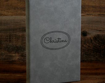 Personalized Leather Notebook Journal with Name, Lined Journal, Customized Leather Gift for women, Custom Leatherette Journal,