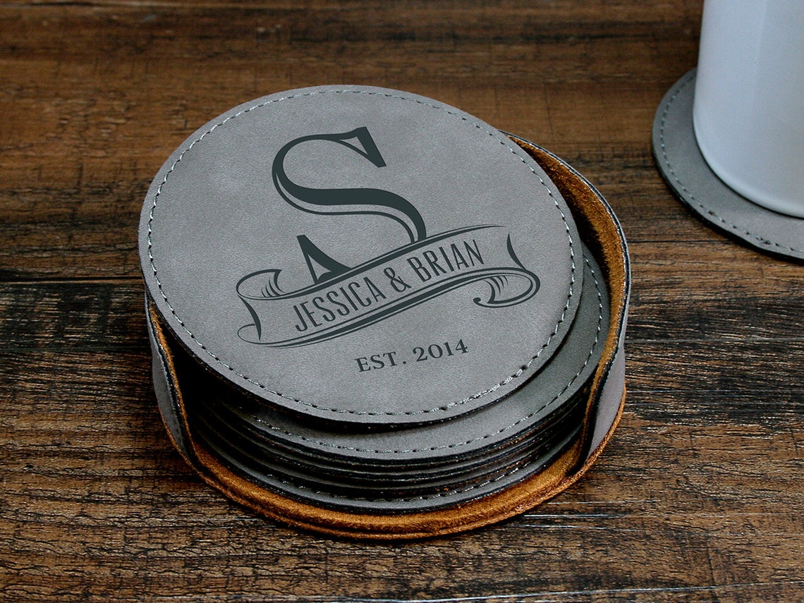 Monogrammed Coaster Set Personalized Coasters Custom Etsy
