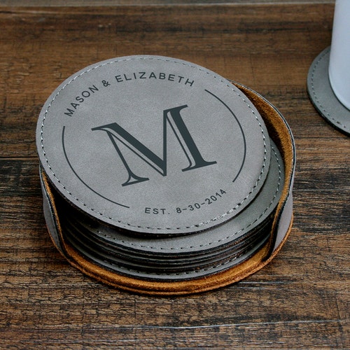 Personalized Coasters 3rd Anniversary Gift Leather Coasters Etsy