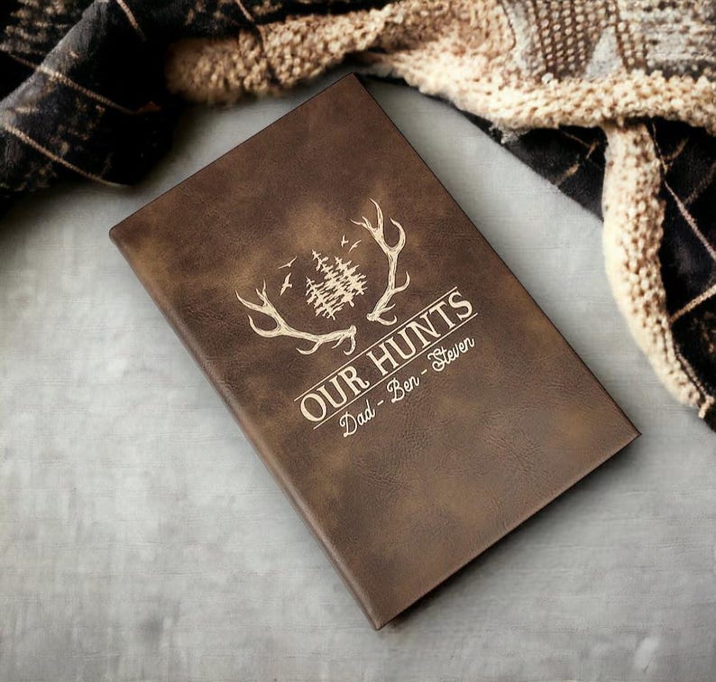Personalized Deer Hunting Journal, Engraved Leatherette Journal for Hunting Stories, Custom
