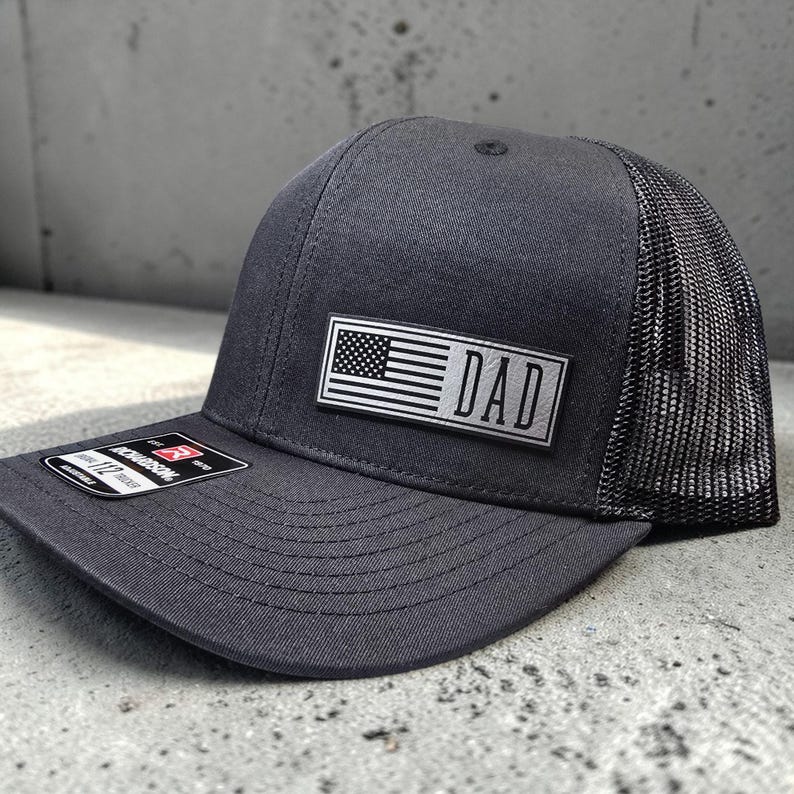Chapeau papa avec drapeau américain, chapeaux drapeau américain personnalisés, chapeau de camionneur avec monogramme, chapeau Richardson 112 patch en cuir snapback, chapeau de fête des pères image 13