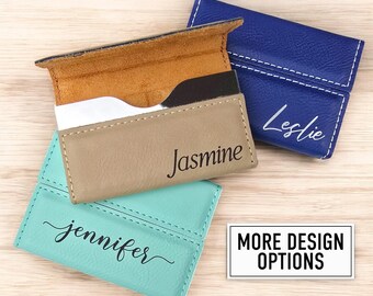 Customized Business Card Holder, Personalized Leatherette Business Card Holder, Engraved Case for Business Cards, Sales Business Card Case