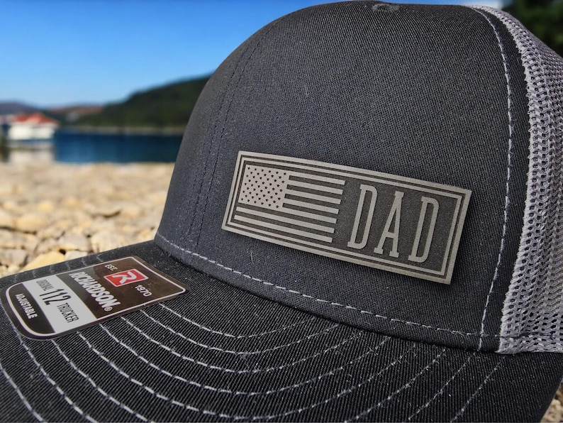 Chapeau papa avec drapeau américain, chapeaux drapeau américain personnalisés, chapeau de camionneur avec monogramme, chapeau Richardson 112 patch en cuir snapback, chapeau de fête des pères image 19