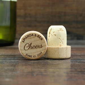 Personalized Wine Stoppers Bulk, Cheers Wine Stopper Wedding Favors, Engraved Wood Wine Stoppers, Customized Wine Cork, Wine Wedding Gift image 2