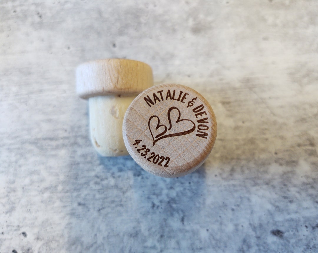 Personalized Wedding Wine Cork Wedding Favors With Hearts Etsy