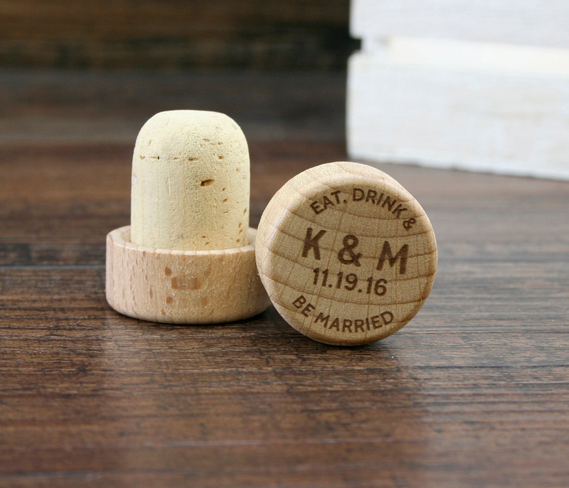Personalized Wine Stoppers Bulk Eat Drink Be Married Wedding Etsy