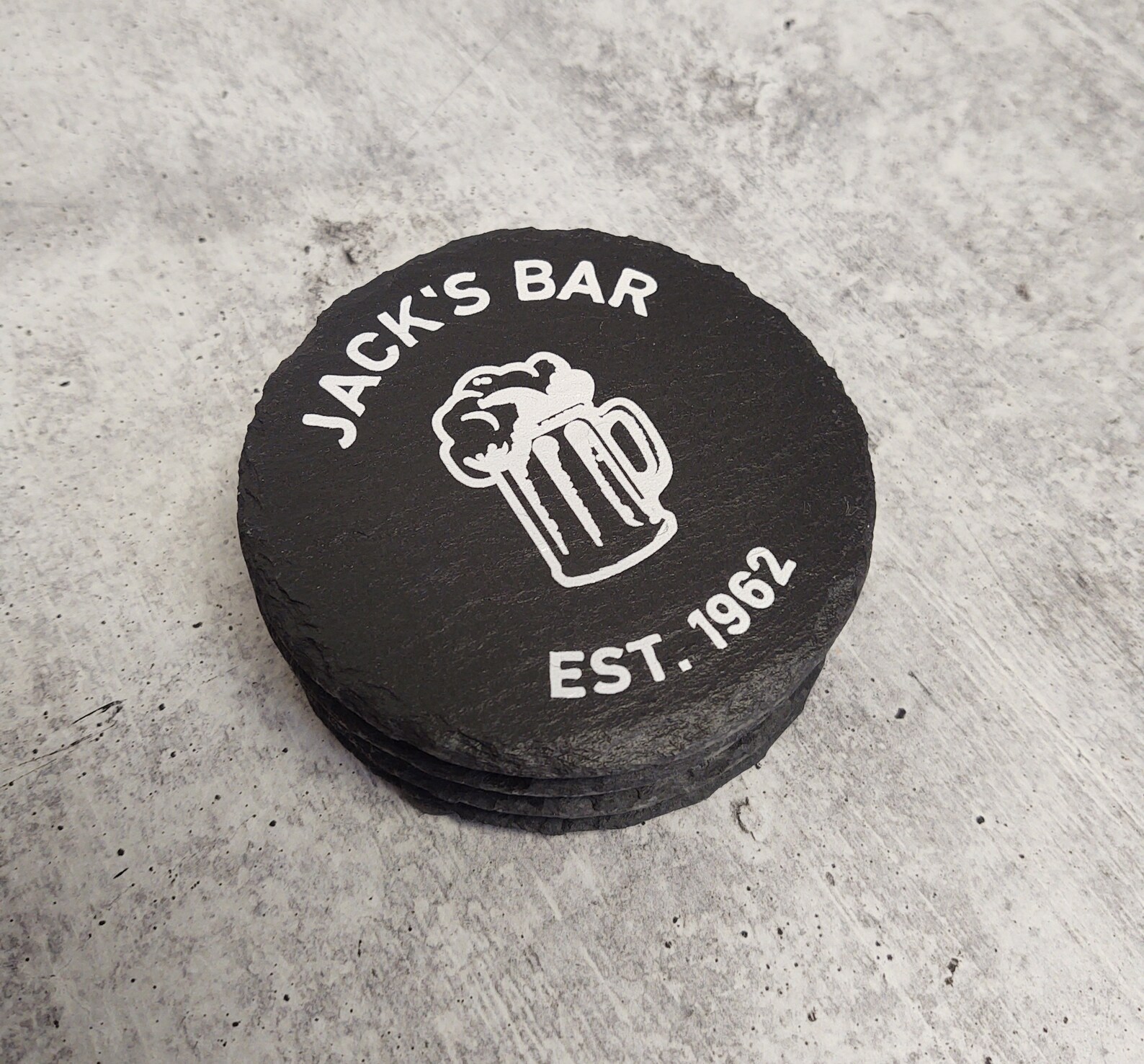 Personalized Bar Coasters Set of 4 Customized Slate Coasters Etsy