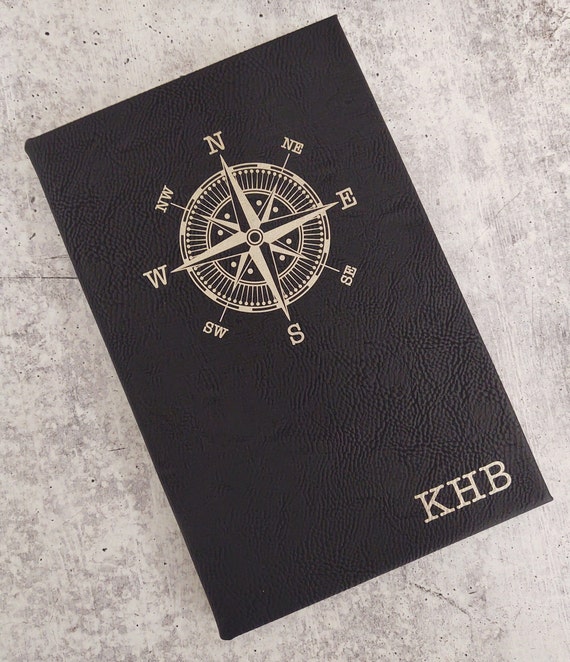 Personalized Travel Journal, Adventure Journal, Engraved Journal, Lined Journal, Customized Journal with Compass, Leatherette Journal