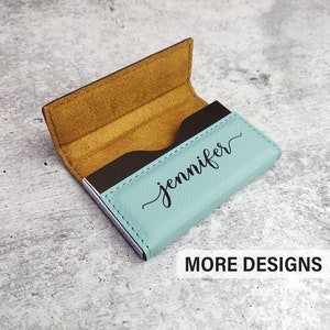 Estuche para tarjetas de presentación grabado para mujeres, tarjetero personalizado con nombre, regalo de empresa para mujeres, regalo para dueños de negocios, emprendedores