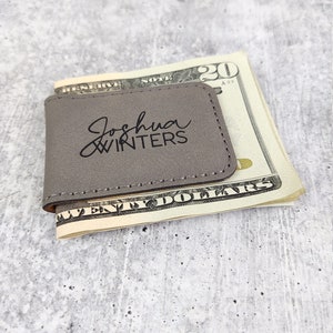 Personalized Magnetic Money Clip with Name, Modern Money Clip, Leatherette Money Clip for Men, Holiday Gift for Men, Customized Money Clip