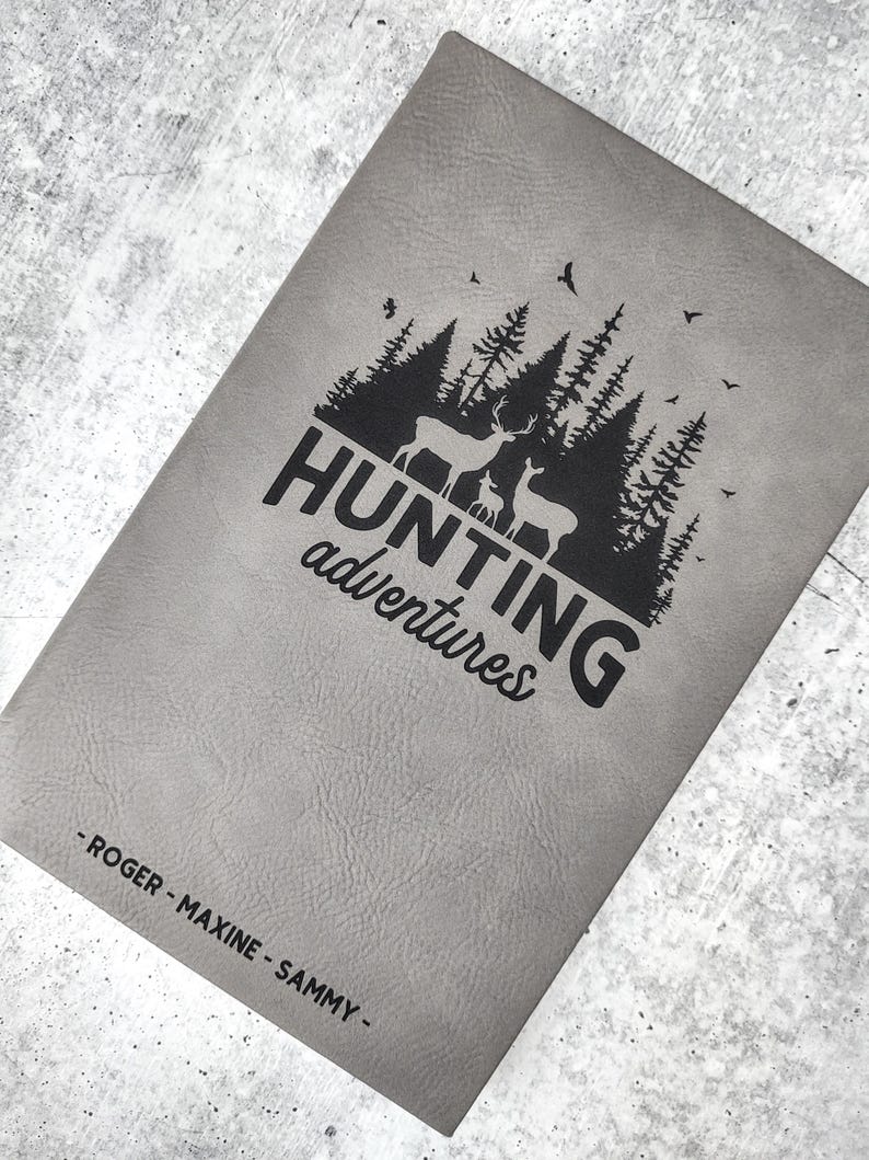 Personalized Deer Hunting Journal, Engraved Leatherette Journal for Hunting Stories, Custom