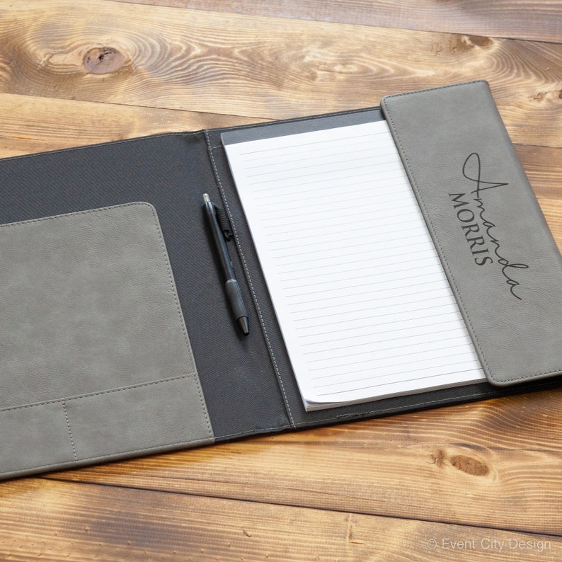 Personalized Leather Portfolio Notepad With Pocket & Pen Etsy