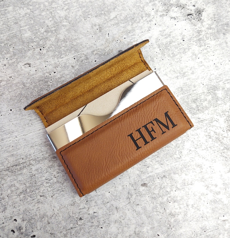 Leather Business Card Holder, Personalized Business Card Holder, Monogrammed Business Card Holder, Custom Business Card Case, Business Gift immagine 5