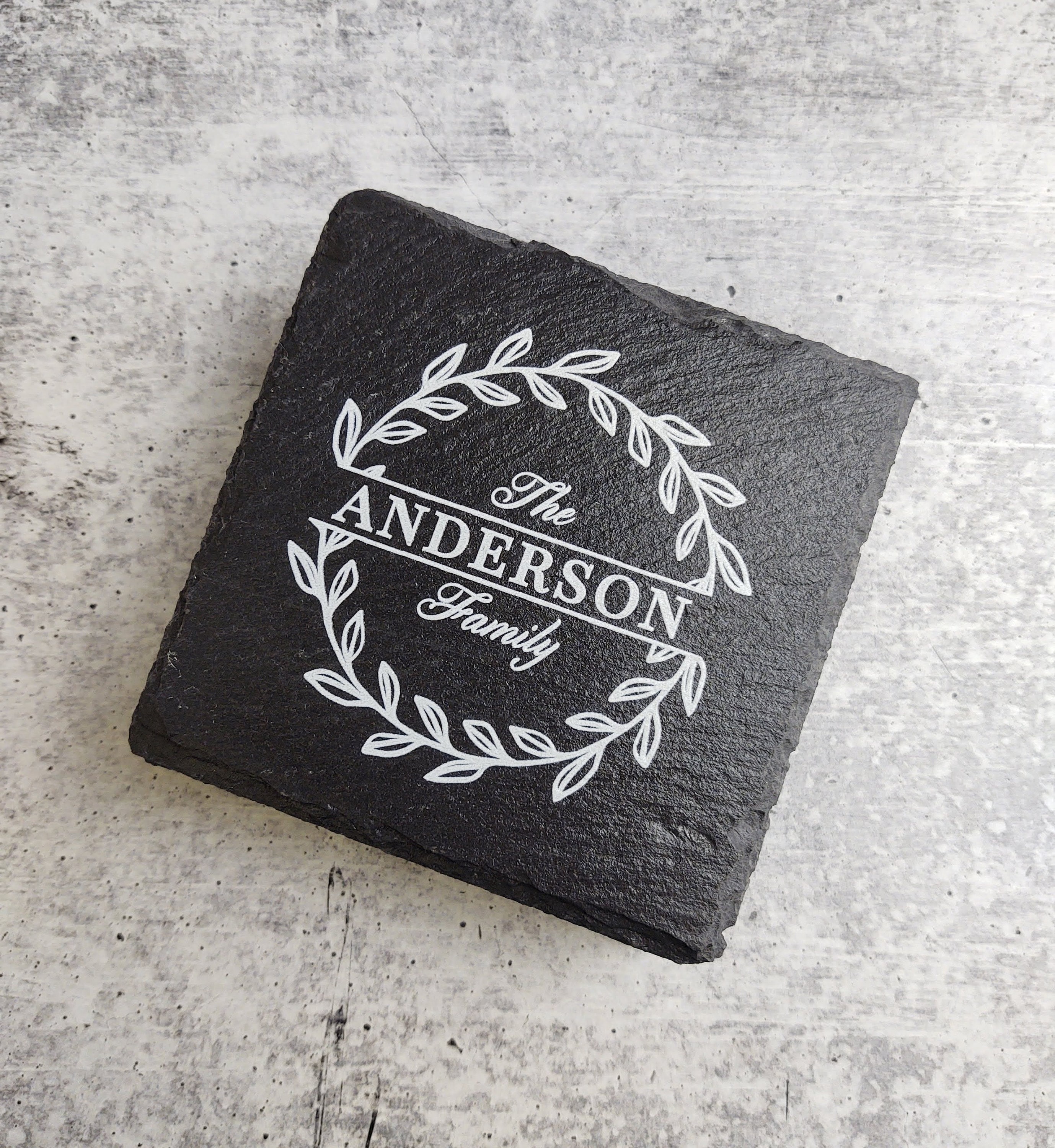 Personalized Family Name Coasters Set of 4, Customized Slate Coasters ...