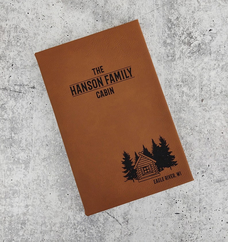 Personalized Cabin Guest Book Engraved Leather Notebook Etsy
