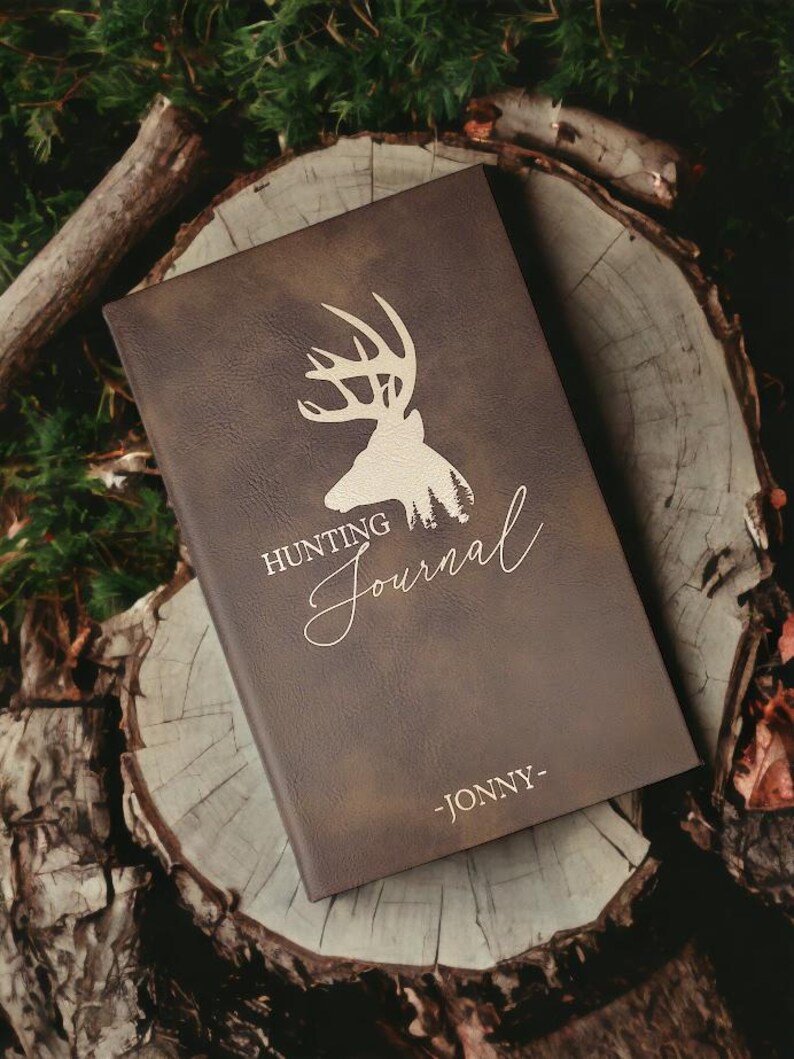 Personalized Deer Hunting Journal, Engraved Leatherette Journal for Hunting Stories, Custom