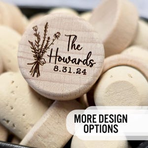 Personalized Wedding Wine Corks, Wildflower Wine Wedding Favors, Wedding Wood Wine Stoppers, Customized Wine Stoppers, Wine Wedding Gift
