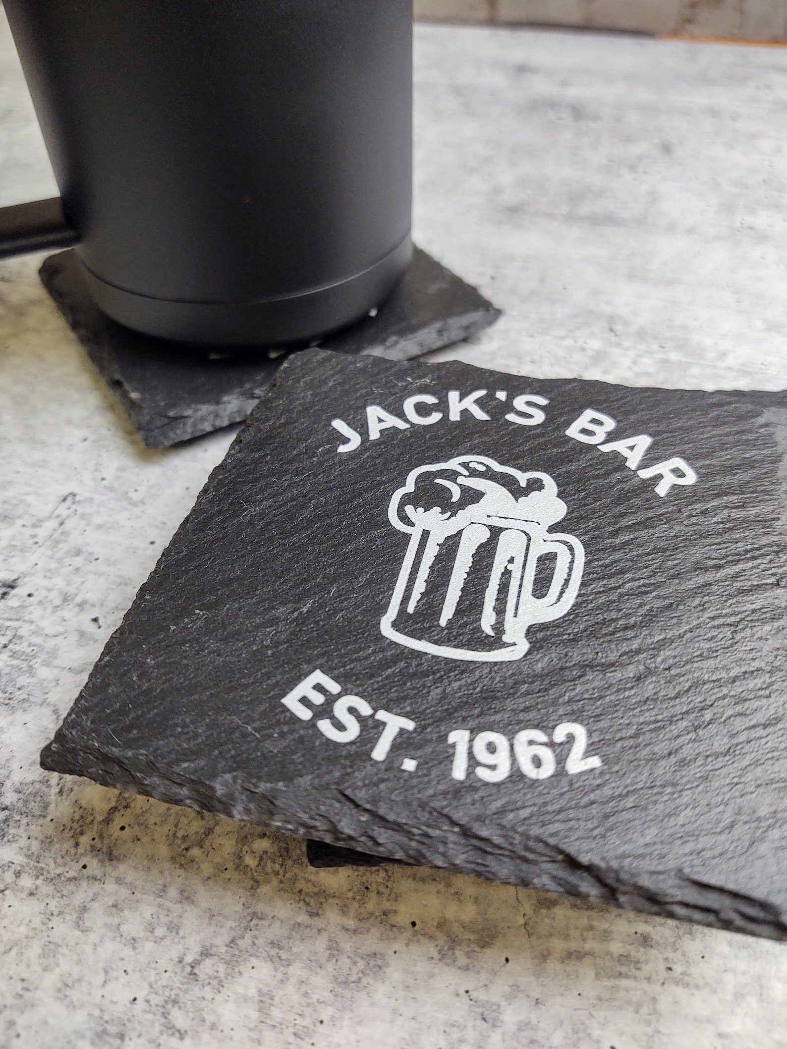 Personalized Bar Coasters Set of 4 Customized Slate Coasters Etsy