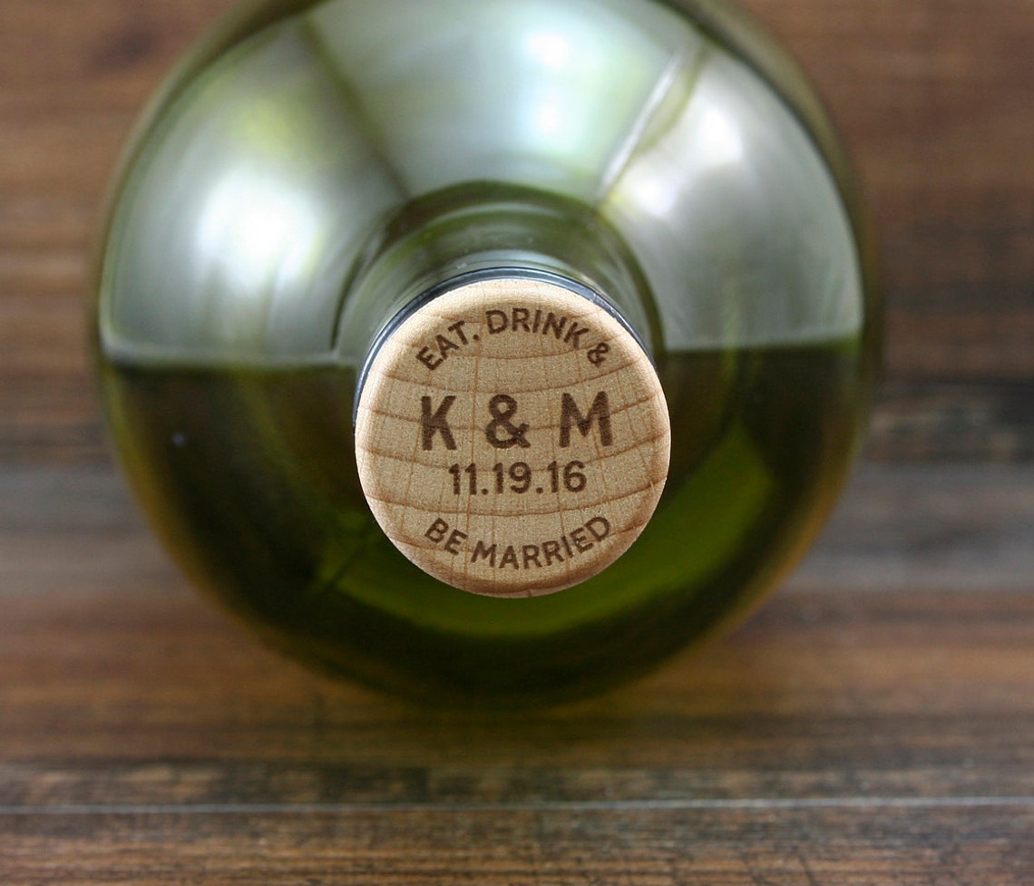 Personalized Wine Stoppers Bulk Eat Drink Be Married Wedding Etsy