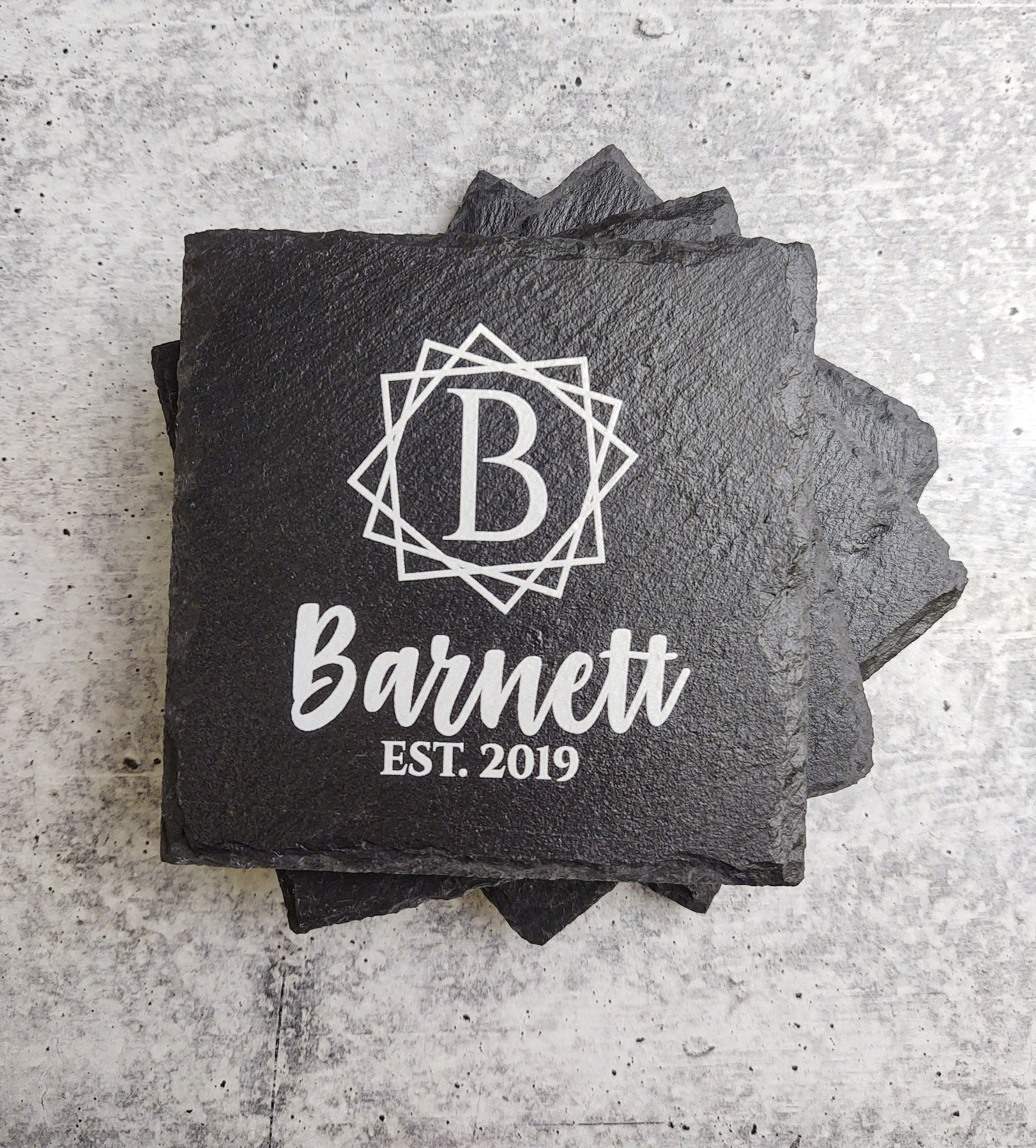 Custom Family Name Coasters Set of 4, Personalized Slate Coasters for ...