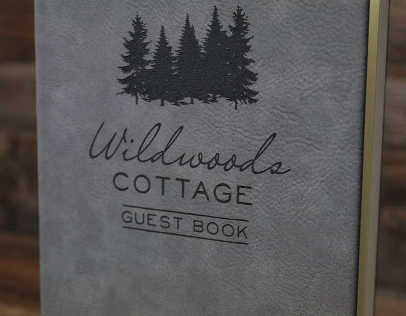 Personalized Cabin Guest Book Engraved Leather Notebook Etsy