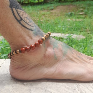 Red Jasper Gemstone Beaded Handmade Ankle Bracelet, Stone Beaded Anklet, Stone Beaded Manklet, Beachwear Anklet